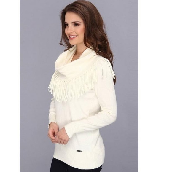 Michael Kors Sweaters - MICHAEL Michael Kors Fringe Cowl Creme  Sweater